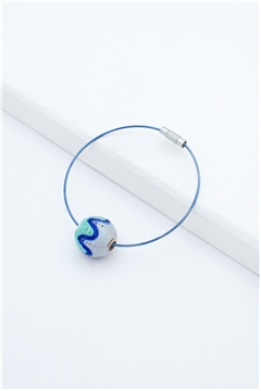 Grey Green Thread Ball Wire Bracelet