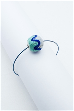 Grey Green Thread Ball Wire Bracelet