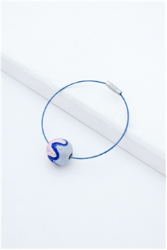 Pink Blue Thread Ball Wire Bracelet