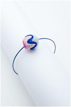 Pink Blue Thread Ball Wire Bracelet