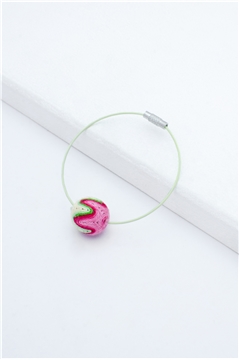 Green Pink Thread Ball Wire Bracelet