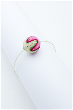 Green Pink Thread Ball Wire Bracelet