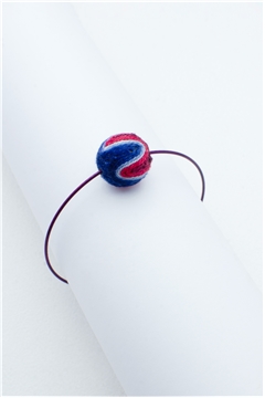 Red Blue Thread Ball Wire Bracelet