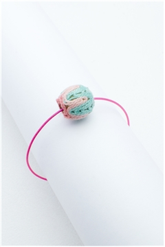 Green-Pink Thread Ball Wire Bracelet