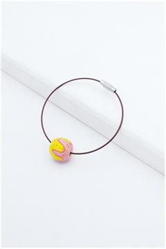 Yellow Pink Thread Ball Wire Bracelet
