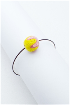 Yellow Pink Thread Ball Wire Bracelet