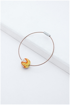 Yellow Orange Thread Ball Wire Bracelet