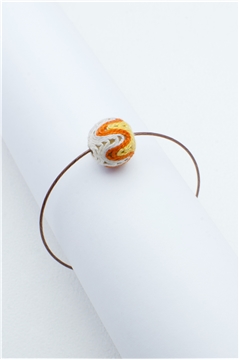 Yellow Orange Thread Ball Wire Bracelet