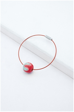 Green Red Thread Ball Wire Bracelet