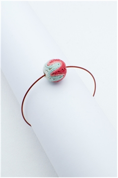 Green Red Thread Ball Wire Bracelet