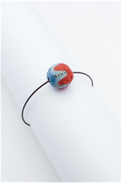 Orange Blue Thread Ball Wire Bracelet