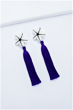Violet Shell Tassel Earrings