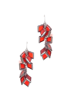 Muntin Muse Orange Silver Glass Square Earring