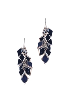 Muntin Muse Black Silver Glass Square Earring