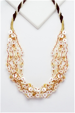 Shell Pearl Red Brown Button Necklace