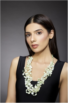 Mother Of Pearl Button Green Tassel Necklace Mother Of Pearl Button Green Tassel Necklace