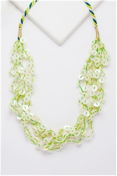 Shell Pearl Green Button Necklace