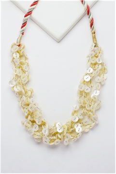 Shell Pearl Silver Button  Necklace