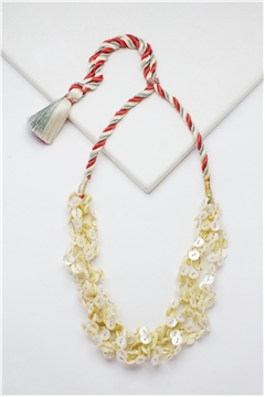 Shell Pearl Silver Button  Necklace
