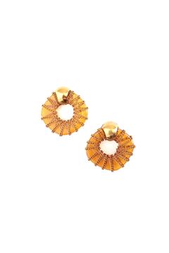 Thalia Orange Glass Ring Gold Stud Earrings