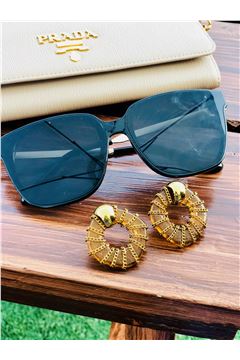 Thalia Orange Glass Ring Gold Stud Earrings