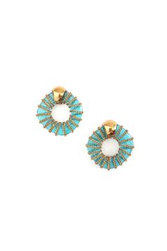 Delaney Blue Glass Ring Gold Stud Earrings
