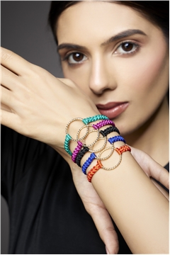 Set Of 5 Gold Ring Thread Bracelets