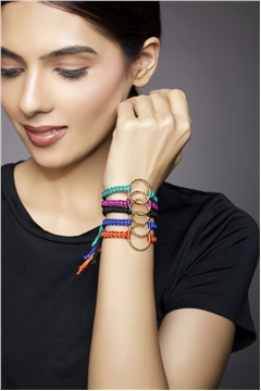 Set Of 5 Gold Ring Thread Bracelets