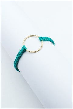 Gold Ring Green Thread Bracelet