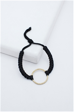 Gold Ring Black Thread Bracelet