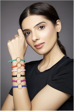Set Of 6 Big Gold Ring Thread Bracelets