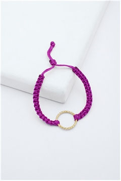 Gold Mini Ring Purple Thread  Bracelet