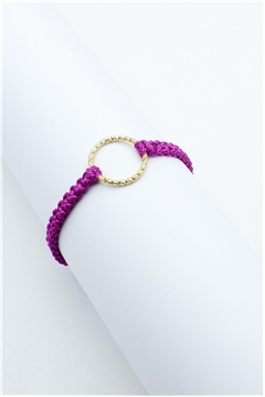 Gold Mini Ring Purple Thread  Bracelet