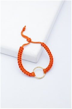 Gold Mini Ring  Orange Thread Bracelet