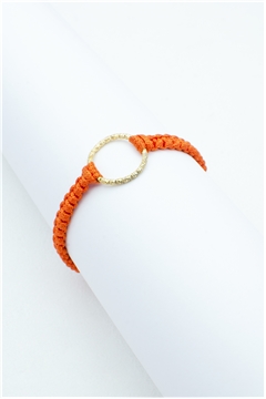 Gold Mini Ring  Orange Thread Bracelet