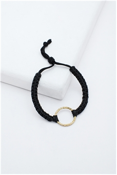 Gold Mini Ring  Black Thread Bracelet