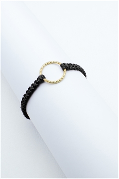 Gold Mini Ring  Black Thread Bracelet