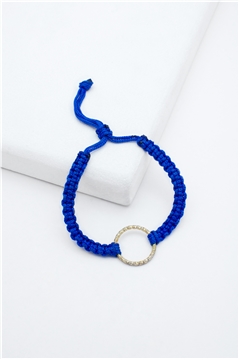 Gold Mini Ring Blue Thread Bracelet