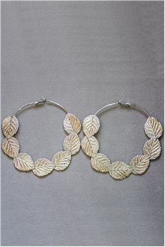 Gianna Silver Leaf Oversized Hoop Earrings