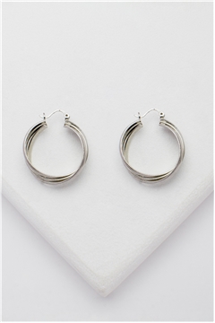 Thea Interlocked Silver Hoop Earrings