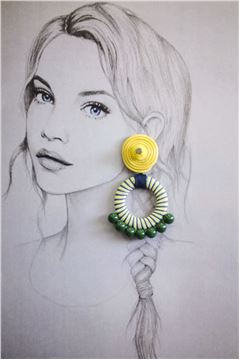 Caroline Spiral Bead Hoop Earrings
