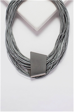 Matt Grey Pendant Layered Chord Necklace
