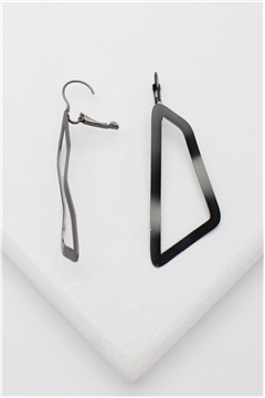 Matt Black Asymmetrical Dangler Earrings