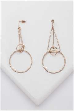 Orbit Matt Rose Gold Dangler Earrings