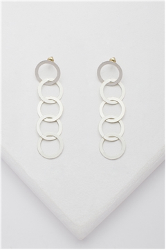 Cascading Rings Matt Silver Dangler Earrings