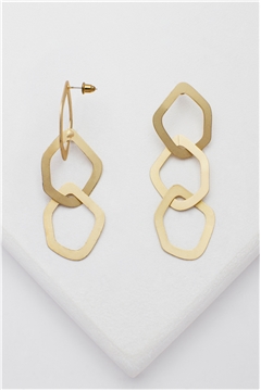 Abstract Silhouette Matt Gold Dangler Earrings
