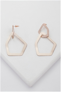 Modernist Pentagon Matt Rose Gold Hoop Earrings