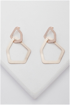 Modernist Pentagon Matt Rose Gold Hoop Earrings