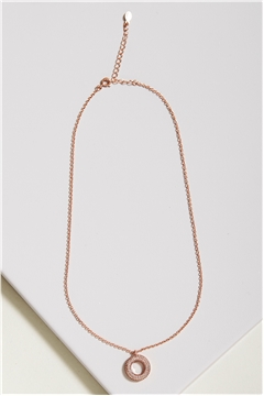 Circle Rose Gold Cubic Zirconia  Necklace