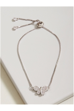 Butterfly Silver Cubic Zirconia Bracelet